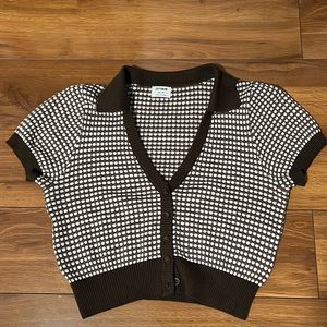 COTTON ON Retro-pattered button-up knit crop top